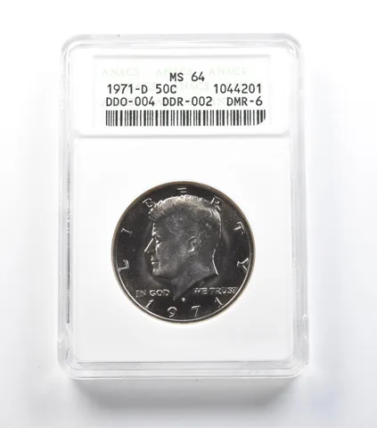1971-D Kennedy Half Dollar DDO-004 DDR-002 DMR-6 MS64 ANACS *1464