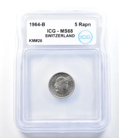 1964 B Switzerland 5 Rappen KM#26 MS68 ICG *8915