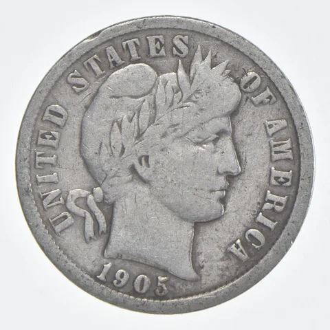 1905 (P) Barber Dime 90% Silver FINE Condition