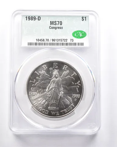 MS70 1989-D Congress Bicentennial Commemorative Dollar CAC CACG *6273