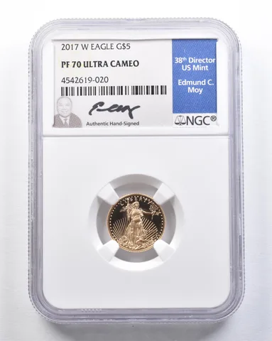 2017-W $5 American Gold Eagle Moy 1/10 Oz Gold PF70 UCAM NGC *2108