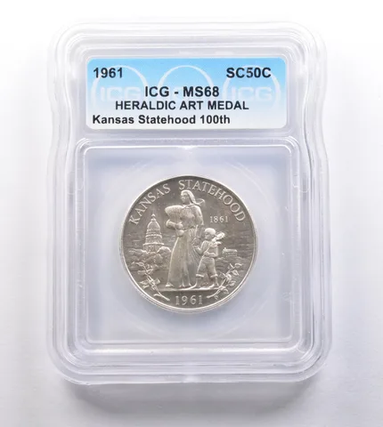 1961 So Called Half Dollar Kansas Statehood 100th MS68 ICG