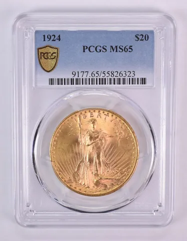 1924 $20 Saint Gaudens Gold Double Eagle MS65 PCGS *1021