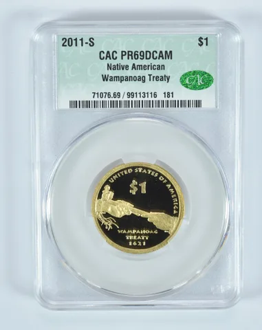 2011-S Sacagawea $1 Native American Wampanoag Treaty PR69 DCAM CAC CACg