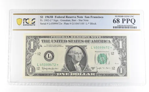 1963 B $1 San Francisco CA FRN Star Note Fr#1902-L* Superb Unc 68 PPQ PCGS *3979
