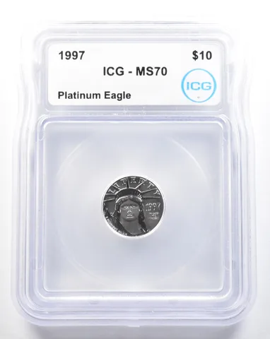 1997 $10 American Platinum Eagle 1/10 Oz Platinum MS70 ICG