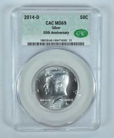 2014-D Kennedy Half Dollar Silver 50th Anniversary MS69 CAC CACg