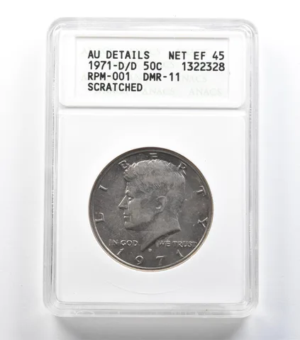 1971-D/D Kennedy Half Dollar RPM-001 DMR-11 AU Details ANACS *1459