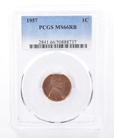 1957 Lincoln Wheat Cent MS66 RB PCGS Beautiful Tone *9321