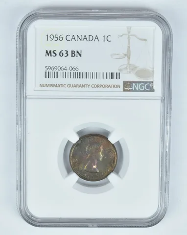 MS63 BN 1956 Canada 1 Cent - Graded NGC Toned! a8947