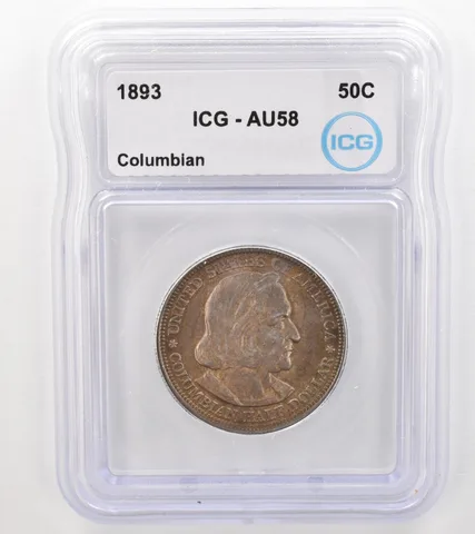 1893 Columbian Exposition Commemorative Half Dollar AU58 ICG Nice Tone *9109