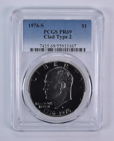 1976-S Eisenhower $1 Type 2 CLAD PR69 PCGS Blue Label
