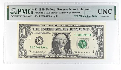 1999 $1 Richmond VA FRN Fr#1924-E BEP Millennium Note PMG Fancy Serial *8109