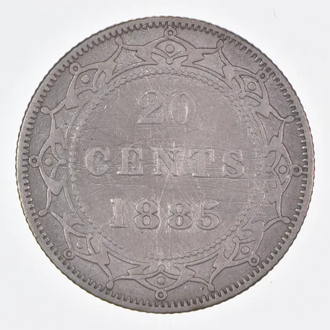 Better Date - 1885 Newfoundland 20 Cents World Coin- Silver *376