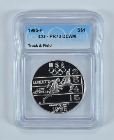 1995-P Olympic Track & Field Commemorative Silver Dollar PR70 DCAM ICG