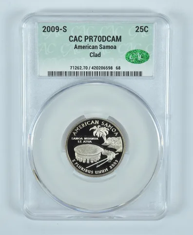 2009-S Washington State Quarter American Samoa CLAD PR70 DCAM CAC CACg