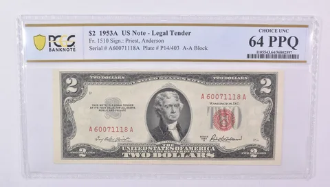 1953 A $2 US Legal Tender Fr#1510 Choice Unc 64 PPQ PCGS