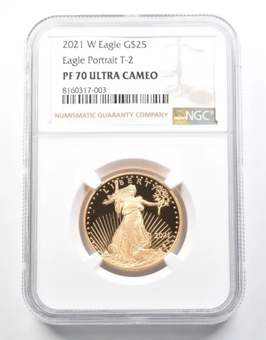 2021-W T2 $25 American Gold Eagle Type 2 - 1/2 Oz Gold PF70 UCAM NGC