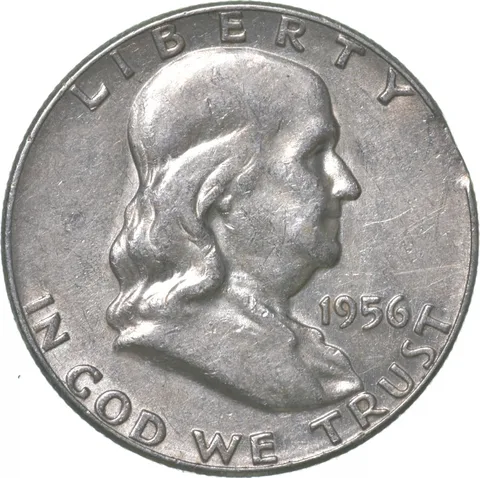 1956 Franklin Half Dollar Clip Error a2807