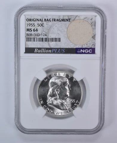 1955 Franklin Half Dollar Original Bag Fragment MS64 NGC