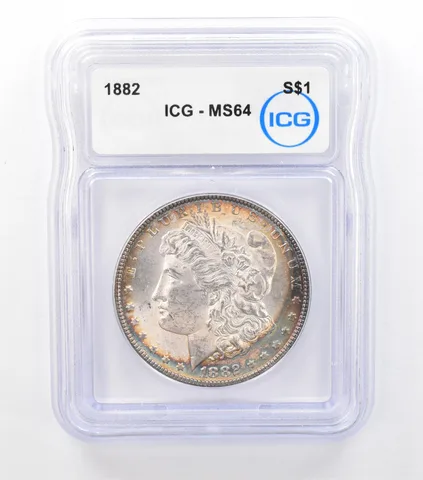1882 Morgan Silver Dollar MS64 ICG Peripheral Tone *6567