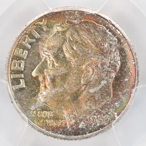 1959 Roosevelt Dime AU58 PCGS Beautiful Tone *0885