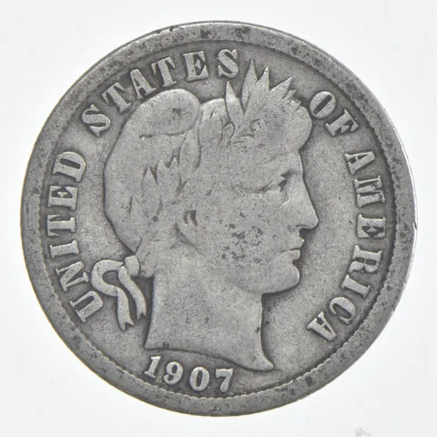 1907-O Barber Dime 90% Silver FINE Condition