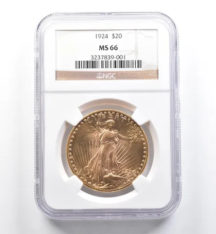 1924 $20 Saint Gaudens Gold Double Eagle MS66 NGC *6519