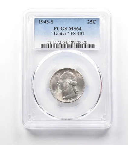 1943-S Washington Quarter Goiter FS-401 MS64 PCGS a9976