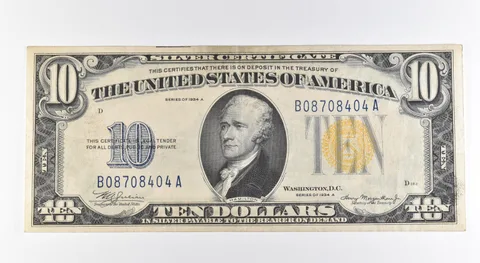 1934 A $10 Silver Certificate Yellow Seal North Africa Fr#2309 *0445