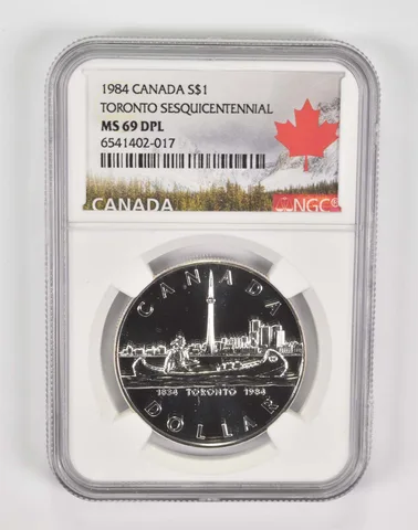 1984 Canadian $1 Silver Dollar Toronto Sesquicentennial MS69 DPL NGC