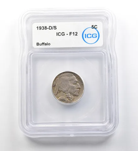 1938-D/S Indian Head Buffalo Nickel F12 ICG ERROR *8174