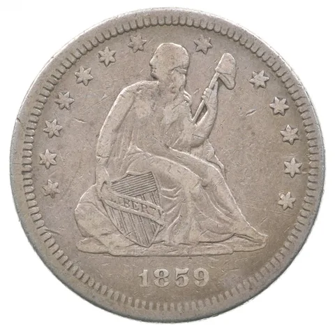 1859 Seated Liberty Quarter a8893