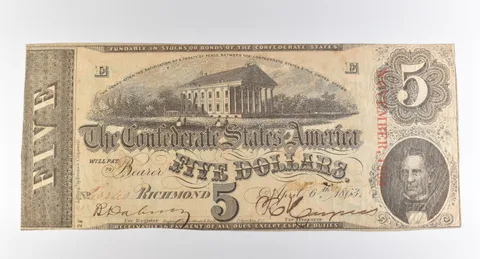 1863 $5 Richmond VA Confederate States Of America Obsolete Note *3879
