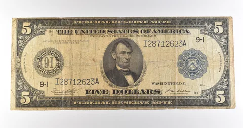 1914 $5 Minneapolis MN FRN Blue Seal Large Note Fr#879a *4607