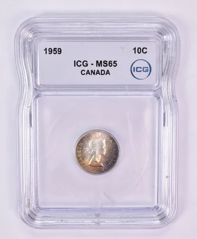 1959 Canada 10 Cents MS65 ICG Beautiful Tone *1175