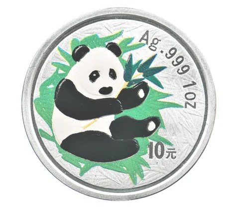 2000 China 10 Yuan Silver Panda 1 Oz .999 Silver Colorized *3741