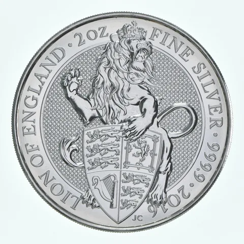 2016 Great Britain 5 Pound Silver Queen's Beasts Lion Of England 2 Oz