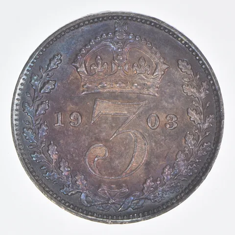 Better Date - 1903 Great Britain 3 Pence World Coin- Silver *021
