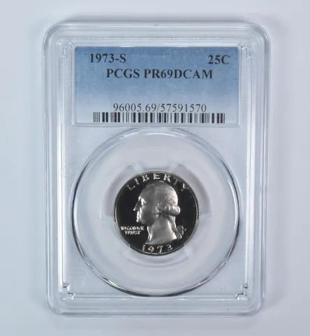 1973-S Washington Quarter PR69 DCAM PCGS Blue Label