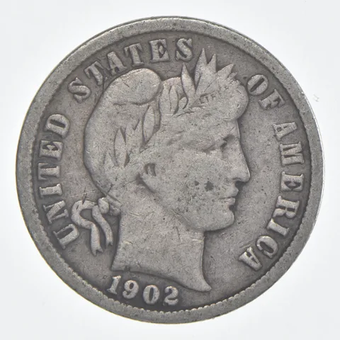 1902 (P) Barber Dime 90% Silver FINE Condition