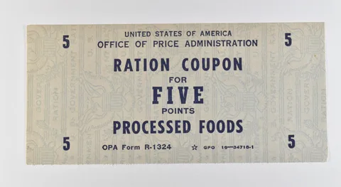 WWII Ration Coupon 5 Points Processed Foods *3186