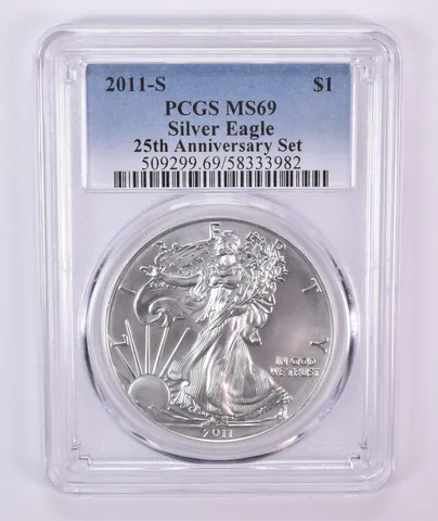 2011-S American Silver Eagle 25th Anniversary Set MS69 PCGS