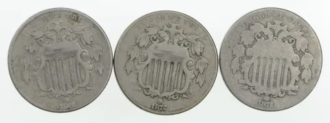 Lot (3) 1872 Shield Nickels a3224