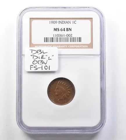 1909 Indian Head Cent MS64 BN NGC DDO FS-101 a3442