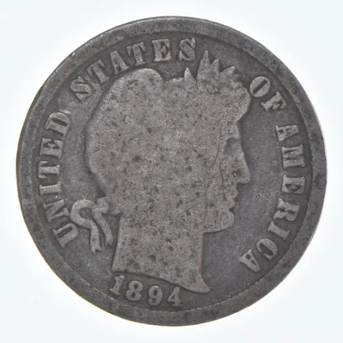 1894-P Barber Dime 90% Silver Average Circ