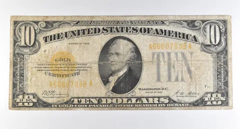 1928 $10 Gold Certificate Yellow Seal *8244
