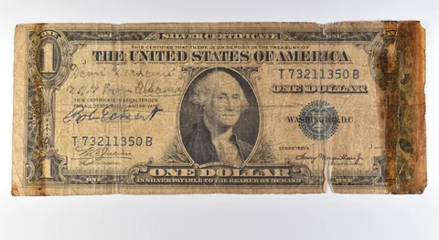 1935 A $1 Silver Certificate Blue Seal Short Snorter a9637