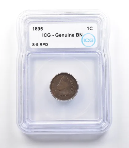 1895 Indian Head Cent Mint Error S-9 RPD Genuine BN ICG *2302