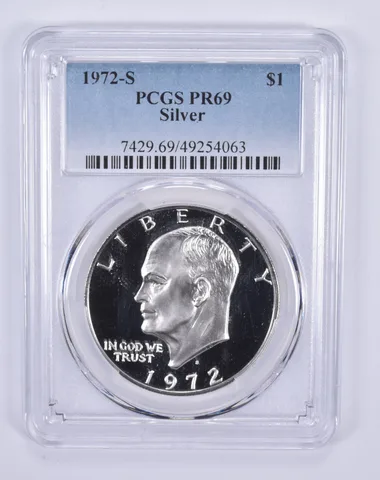 1972-S Eisenhower $1 Silver PR69 PCGS Blue Label